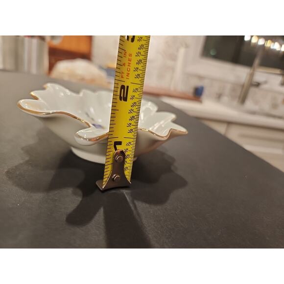 *Hand Painted Vintage Lefton China Purple Flower Leaf Candy/Nut Dish - Picture 12 of 12